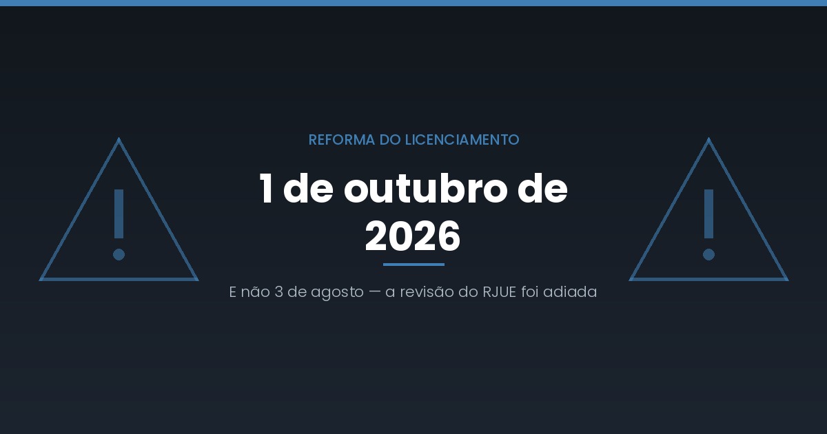 Novo RJUE: o que muda a 1 de outubro de 2026 (e porque foi adiado)